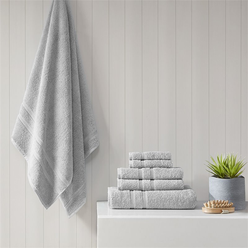 510 Design Aegean 6-piece Contemporary Turkish Cotton Towel Set in Gray