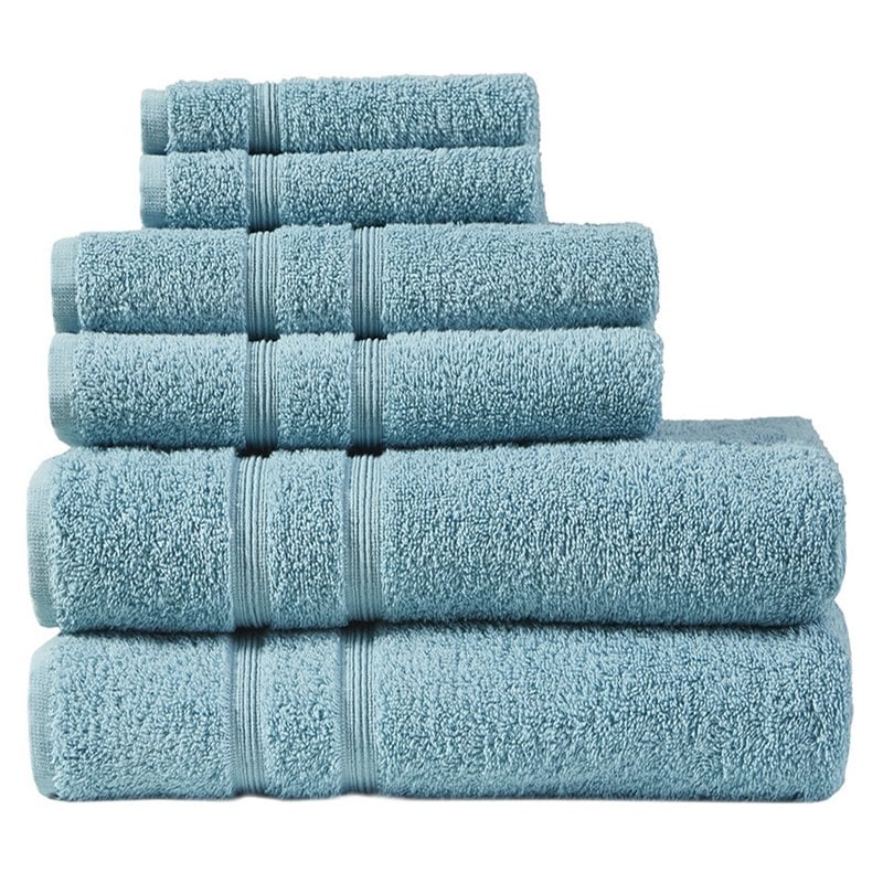 510 Design Aegean 6-piece Contemporary Turkish Cotton Towel Set in Aqua Blue