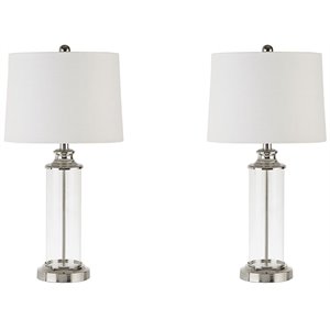 510 design clarity metal and glass table lamps in silver (set of 2)