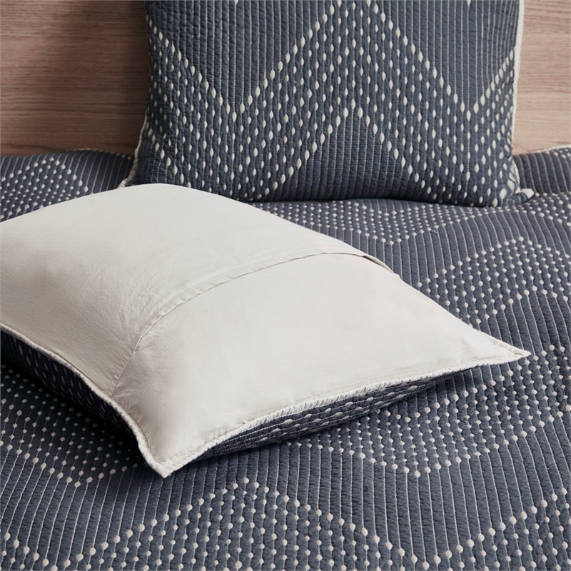 INK+IVY Pomona 3-Piece Contemporary Cotton Coverlet Mini Set in Navy