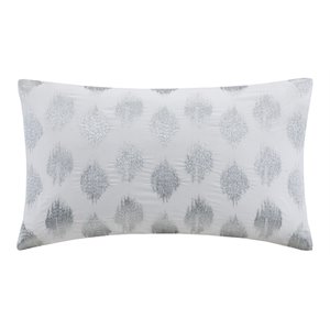 ink+ivy nadia cotton decorative pillow with embroidery in silver