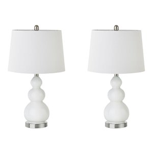 510 design covey glass and metal table lamps in white and silver (set of 2)