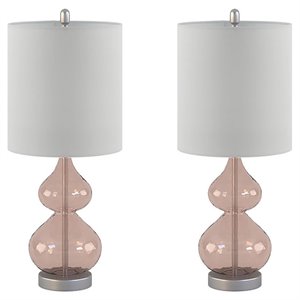 510 design ellipse glass and metal table lamps in pink (set of 2)
