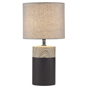 510 design nicolo round ceramic and linen table lamp in black/gray