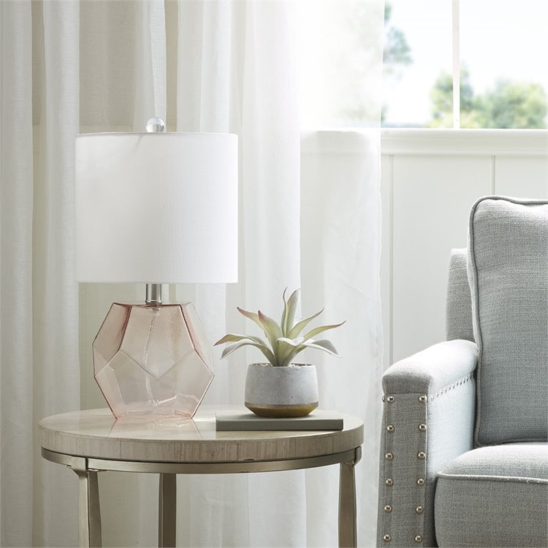 510 Design Bella Transitional Glass and Fabric Table Lamp in Pink