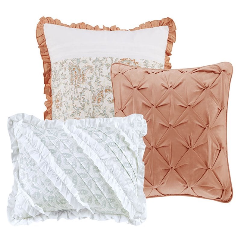 Madison Park Dawn 9-piece Farmhouse Cotton Percale Comforter Set - Coral Pink