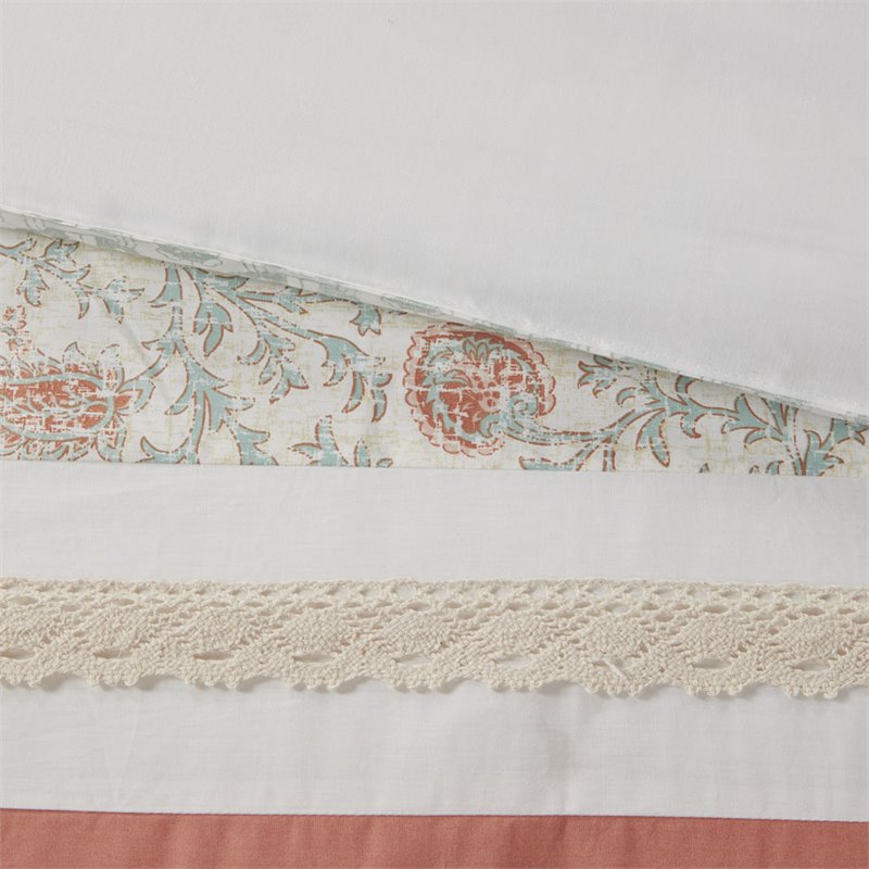 Madison Park Dawn 9-piece Farmhouse Cotton Percale Comforter Set - Coral Pink