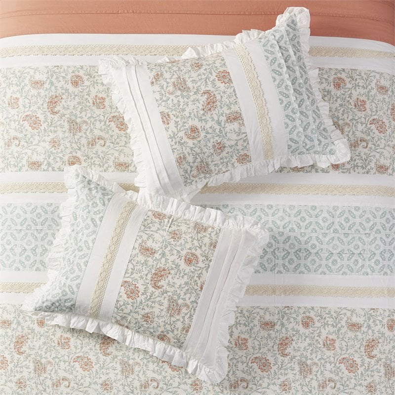 Madison Park Dawn 9-piece Farmhouse Cotton Percale Comforter Set - Coral Pink