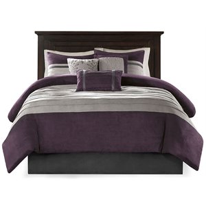 madison park palmer 7-piece polyester faux suede comforter set in purple