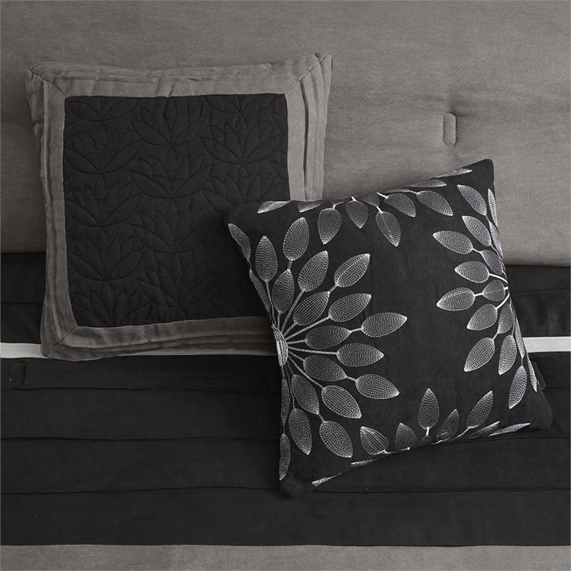 Madison Park Palmer 7-piece Polyester Faux Suede Comforter Set in Black