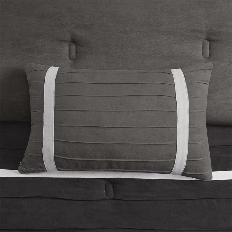 Madison Park Palmer 7-piece Polyester Faux Suede Comforter Set in Black