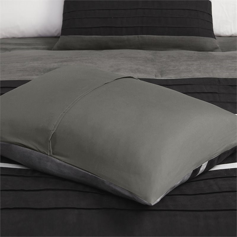 Madison Park Palmer 7-piece Polyester Faux Suede Comforter Set in Black