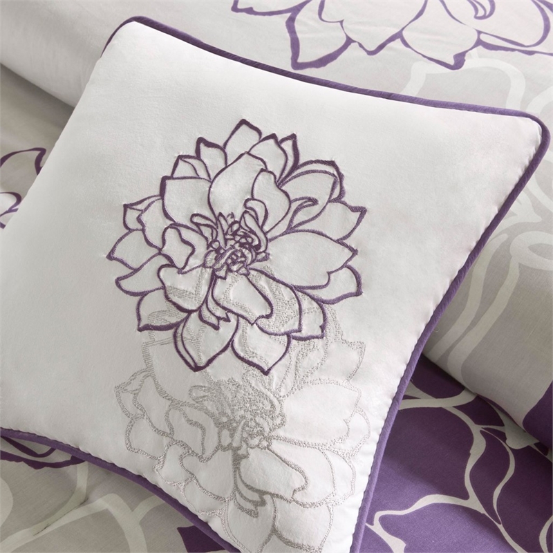 Madison Park Lola 7-piece Cotton Sateen Comforter Set in Purple