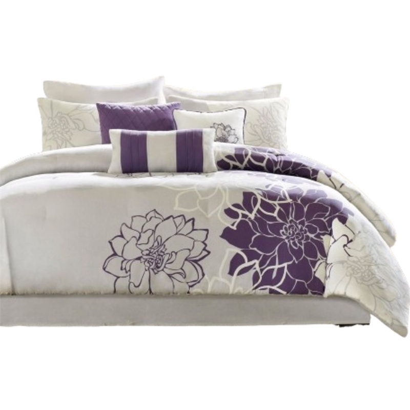 Madison Park Lola 7-piece Cotton Sateen Comforter Set in Purple