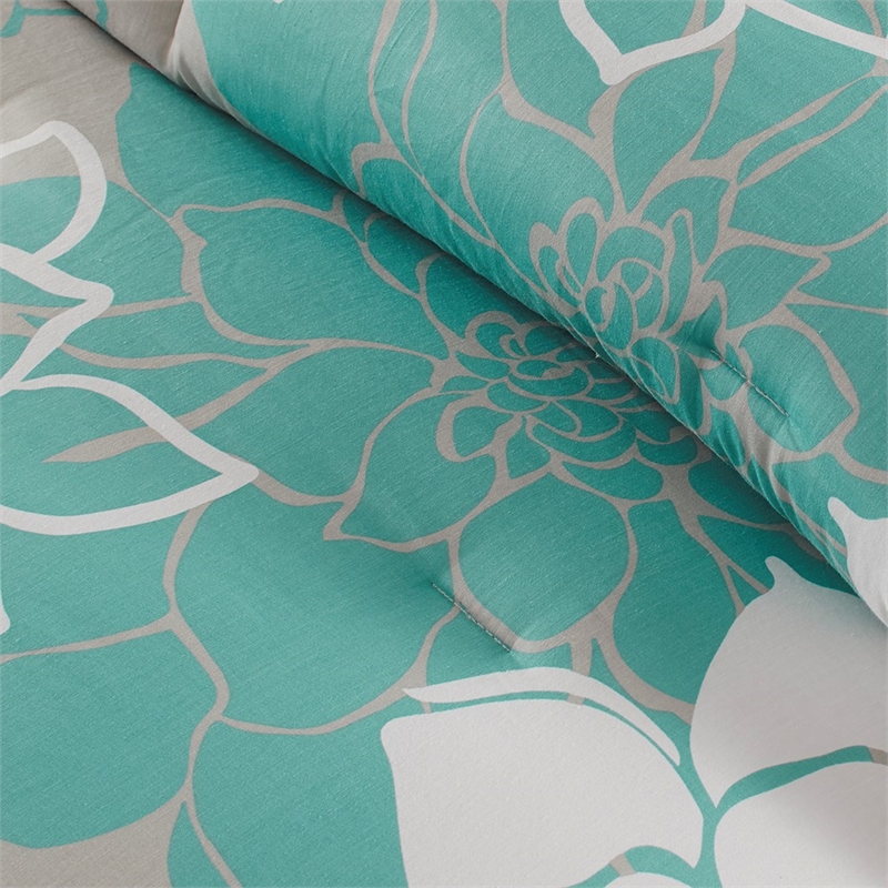 Madison Park Lola 7-piece Cotton Sateen Printed Comforter Set in Aqua Blue