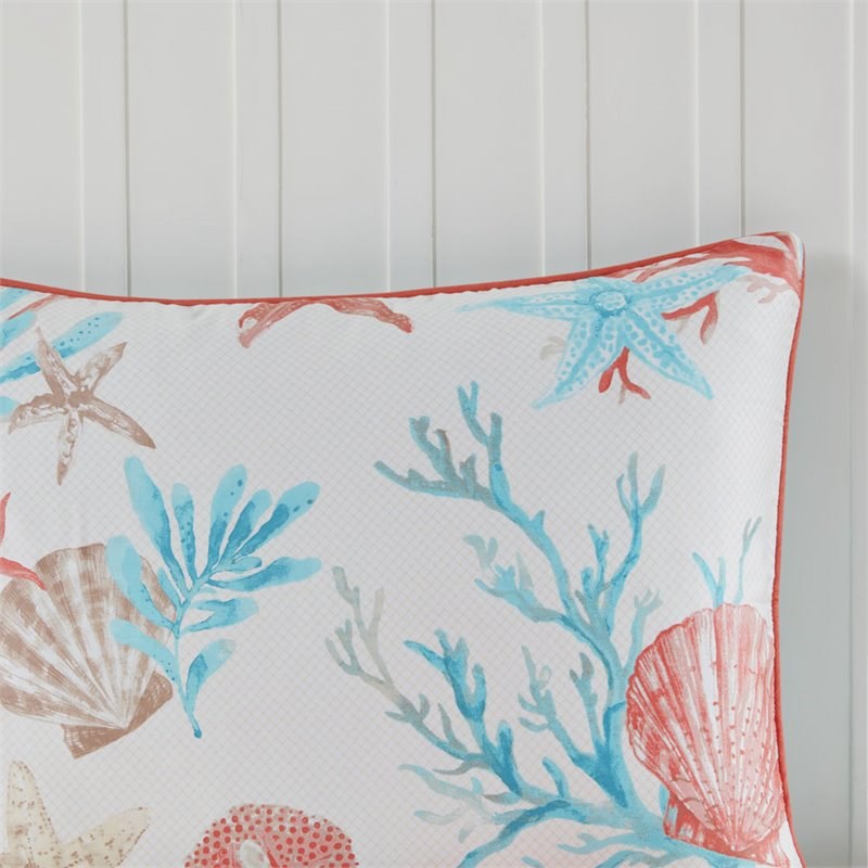 Madison Park Pebble Beach 7-piece Cotton Sateen Comforter Set in Coral Pink
