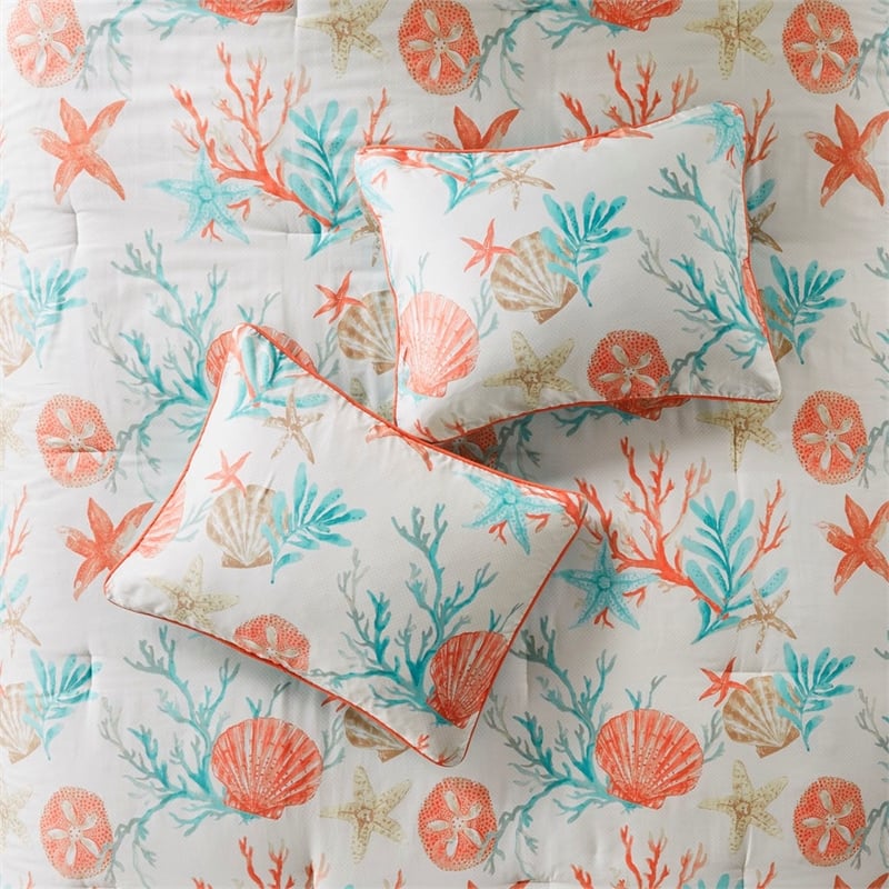 Madison Park Pebble Beach 7-piece Cotton Sateen Comforter Set - Coral Pink