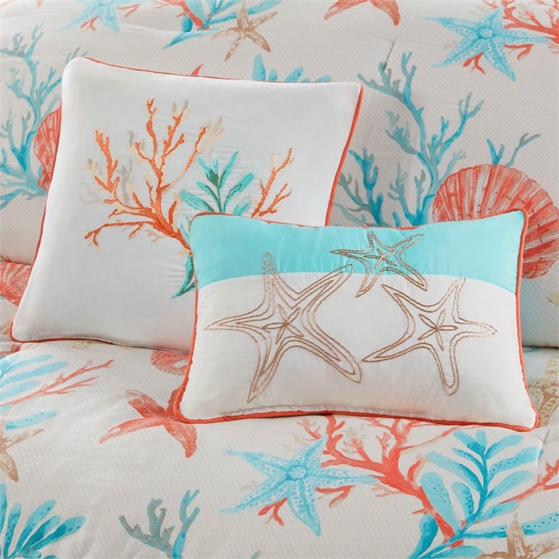 Madison Park Pebble Beach 7-piece Cotton Sateen Comforter Set - Coral Pink