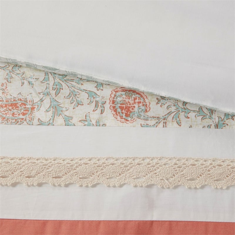 madison park dawn 9-piece cotton percale comforter set in coral pink