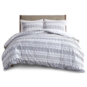 ink+ivy rhea cotton jacquard comforter set in off white and navy