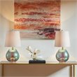 510 Design Ranier Contemporary Glass and Fabric Table Lamp in Green/Off White