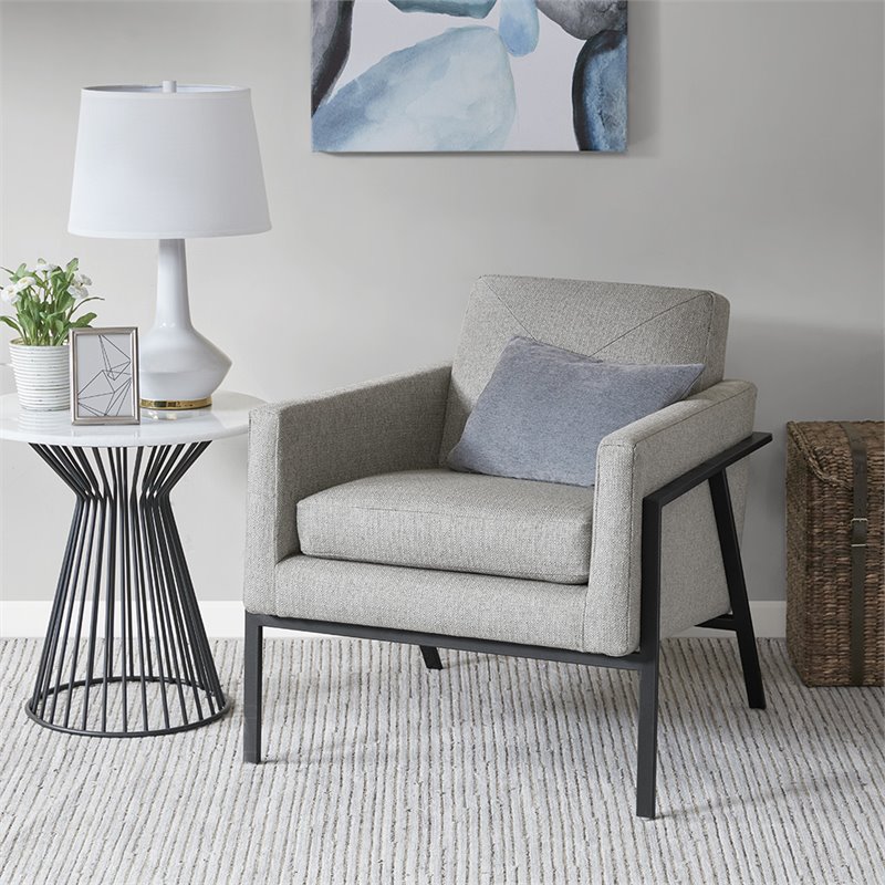 Madison Park Brayden Solid Wood and Polypropylene Accent Chair in Gray