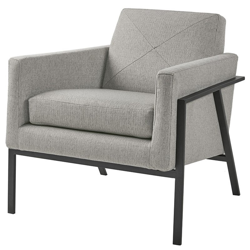 Madison Park Brayden Solid Wood and Polypropylene Accent Chair in Gray