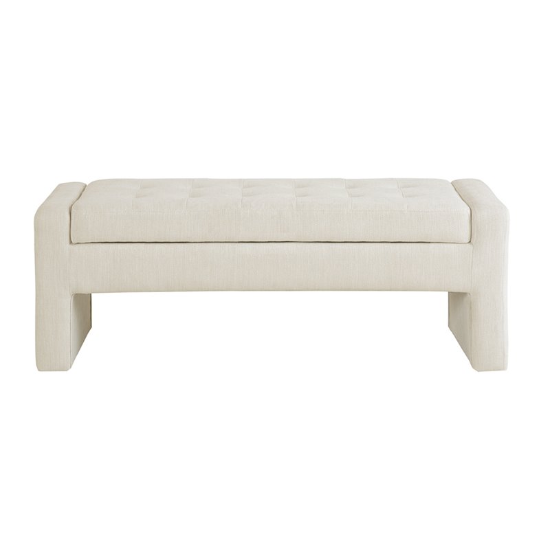 Madison Park Gillian Modern Hardwood and Polyester Storage Bench in Cream