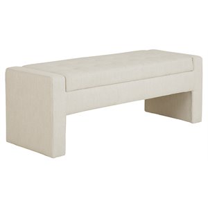 Madison Park Gillian Modern Hardwood and Polyester Storage Bench in Cream