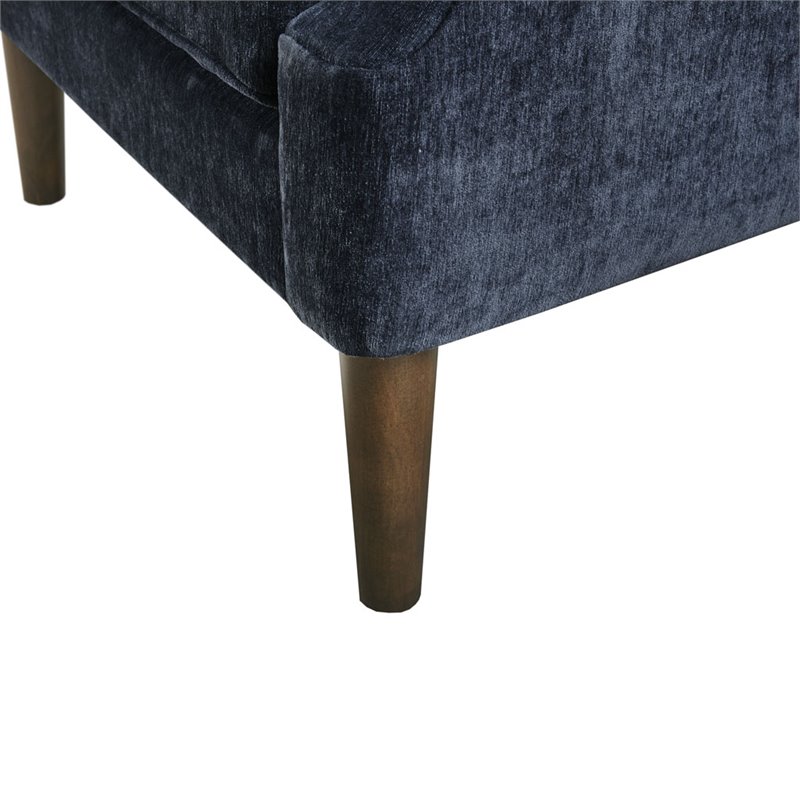 Madison Park Qwen Solid Wood and Polyester Button Tufted Accent Chair in Navy
