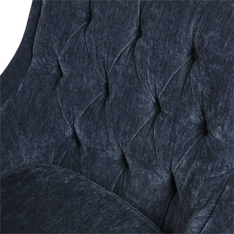 Madison Park Qwen Solid Wood and Polyester Button Tufted Accent Chair in Navy