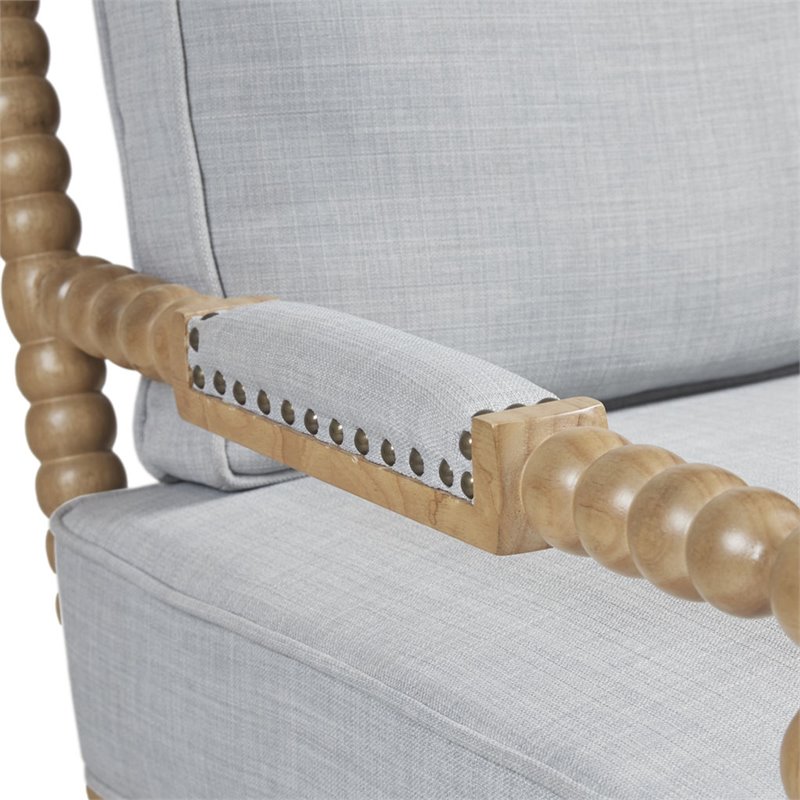 Madison Park Donohue Solid Wood and Polyester Accent Chair in Light Blue/Oak