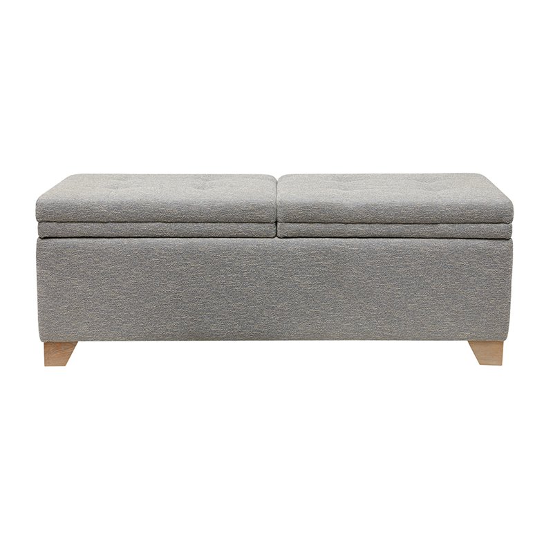 Madison Park Ashcroft Solid Wood and Polyester Storage Bench in Gray