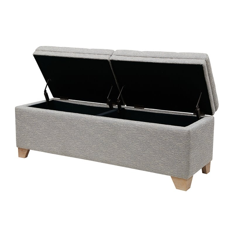 Madison Park Ashcroft Solid Wood and Polyester Storage Bench in Gray