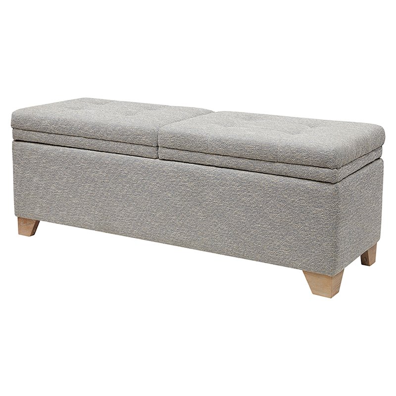 Madison Park Ashcroft Solid Wood and Polyester Storage Bench in Gray