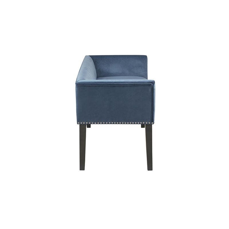 Madison Park Welburn Transitional Solid Wood Accent Bench in Blue