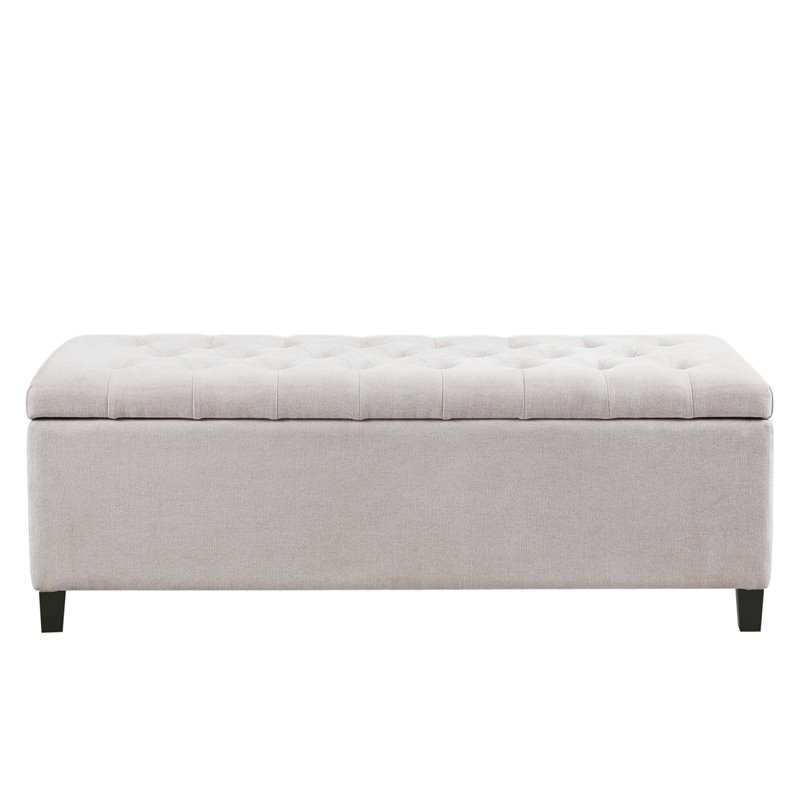 Madison Park Shandra Solid Wood and Polyester Storage Bench in Natural/Black