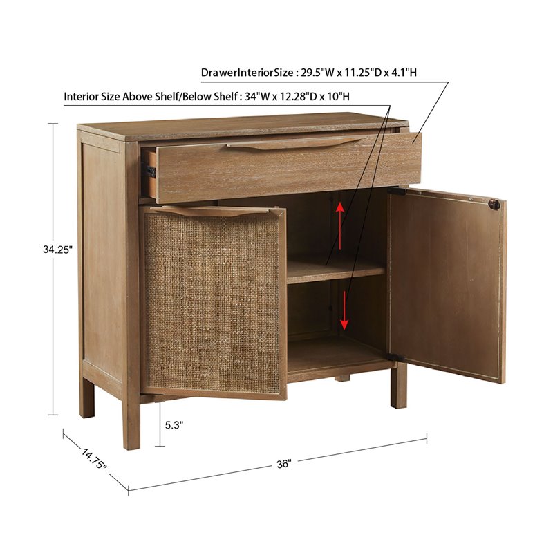 Madison Park Palisades Coastal Solid Wood Accent Chest in Natural