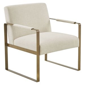Martha Stewart Jayco Solid Wood and Polyester Accent Chair in Cream/Antique Gold