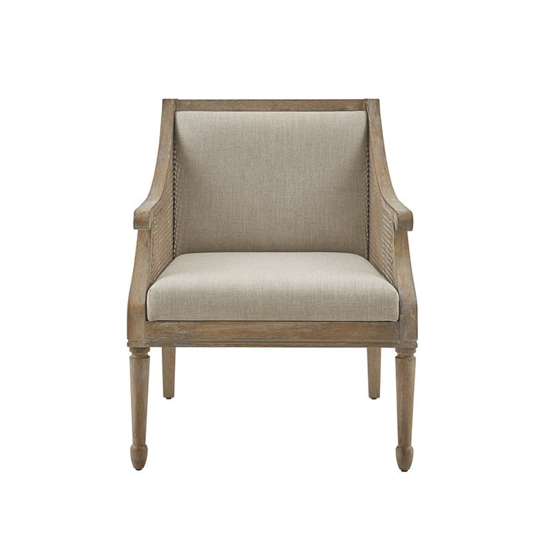 Martha Stewart Isla Solid Wood and Polyester Accent Chair in Natural