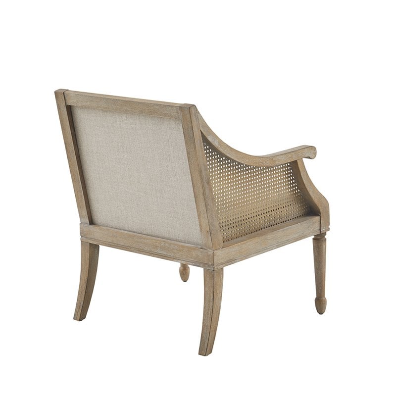 Martha Stewart Isla Solid Wood and Polyester Accent Chair in Natural
