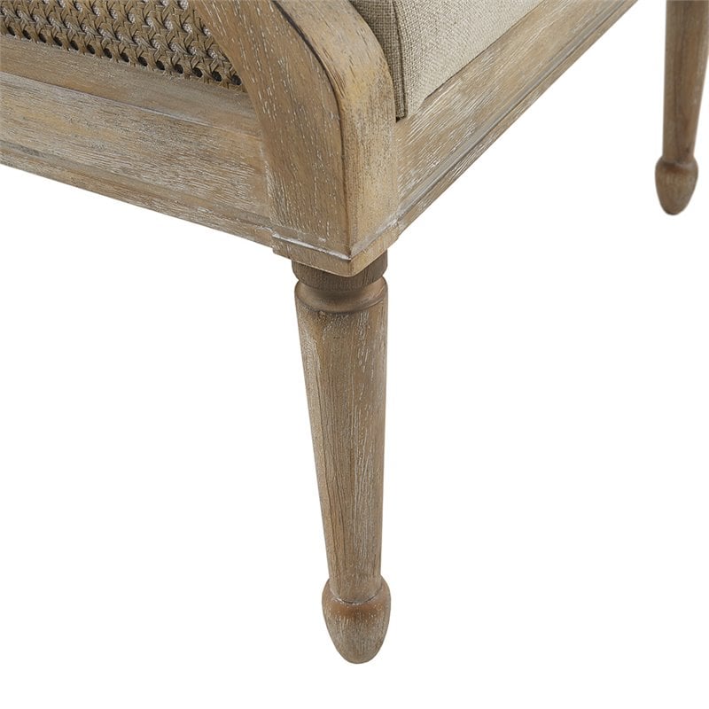 Martha Stewart Isla Solid Wood and Polyester Accent Chair in Natural