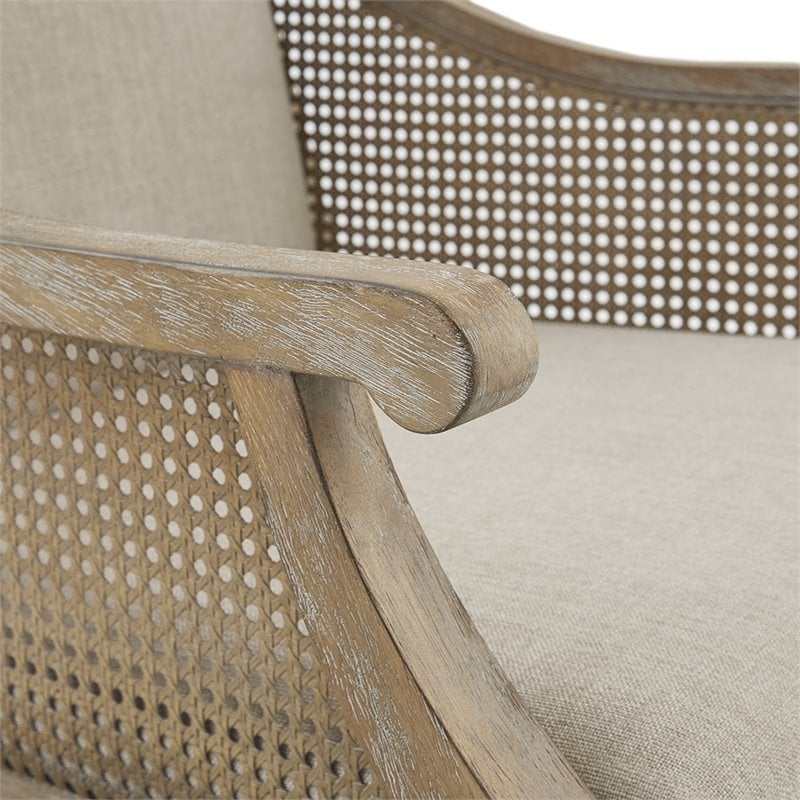 Martha Stewart Isla Solid Wood and Polyester Accent Chair in Natural
