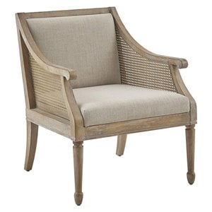 Martha Stewart Isla Solid Wood and Polyester Accent Chair in Natural