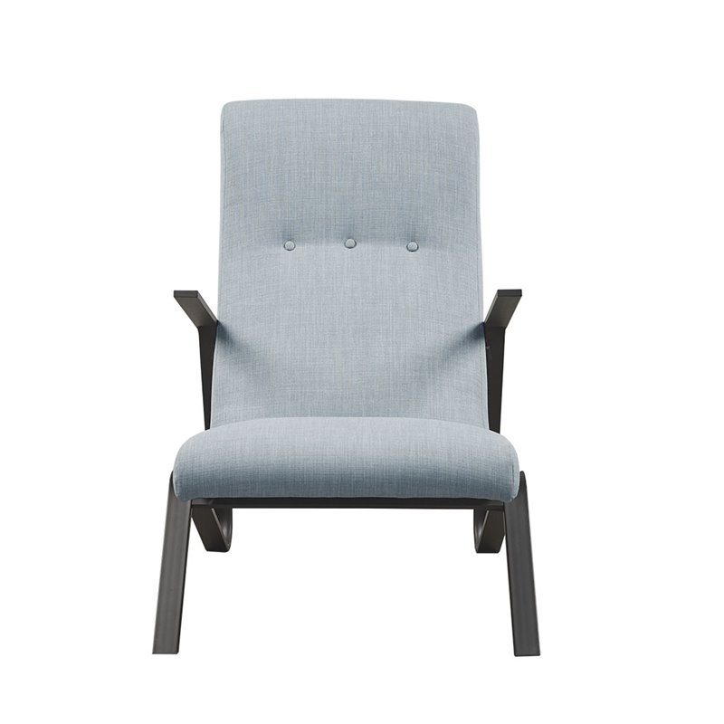 Martha Stewart Manhattan Solid Wood and Polyester Accent Chair in Blue/Black