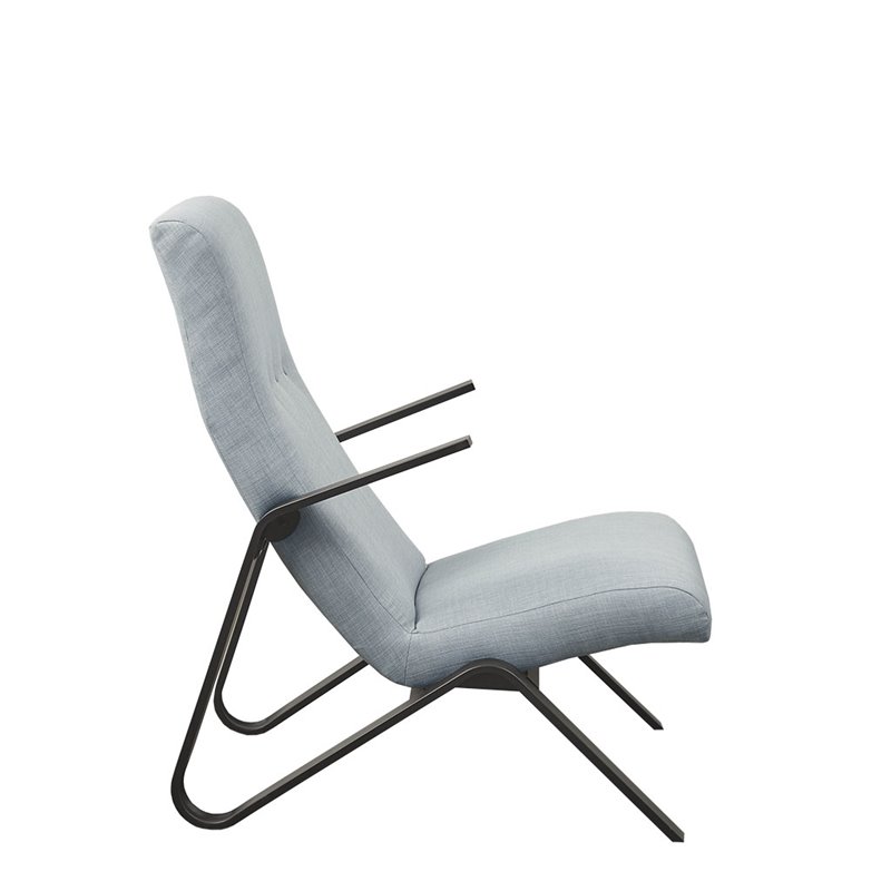 Martha Stewart Manhattan Solid Wood and Polyester Accent Chair in Blue/Black
