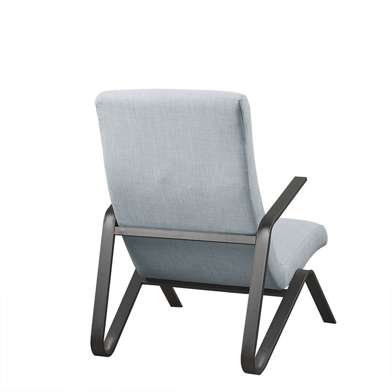 Martha Stewart Manhattan Solid Wood and Polyester Accent Chair in Blue/Black