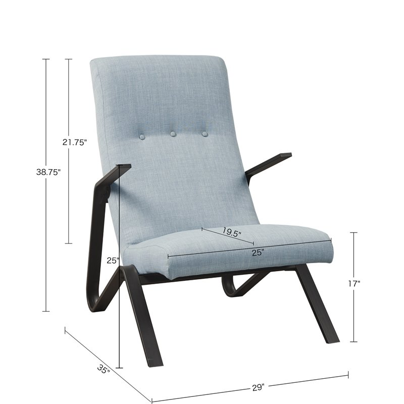 Martha Stewart Manhattan Solid Wood and Polyester Accent Chair in Blue/Black