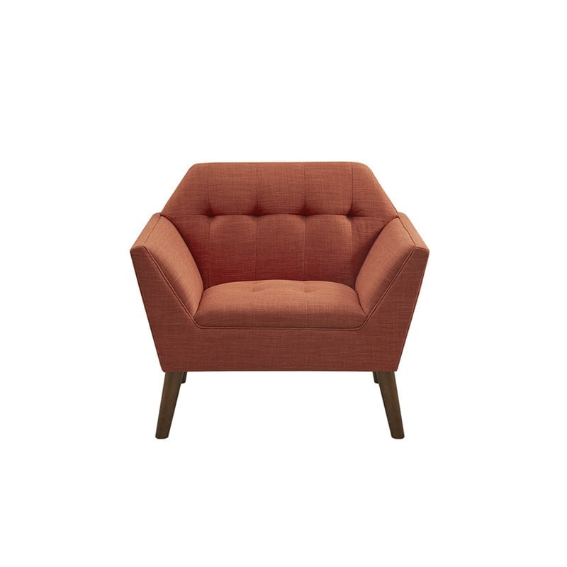 INK+IVY Newport Solid Wood and Polyester Lounge Accent Chair in Orange