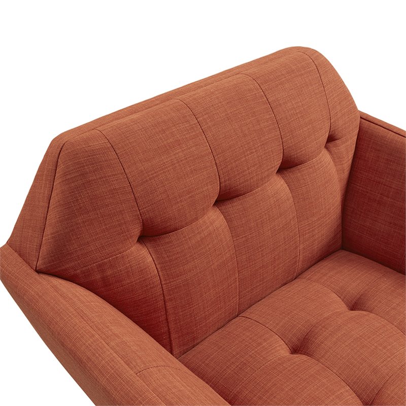 INK+IVY Newport Solid Wood and Polyester Lounge Accent Chair in Orange